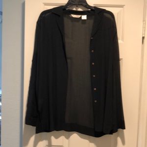 NWOT—Tommy Bahamas long sleeve black blouse.